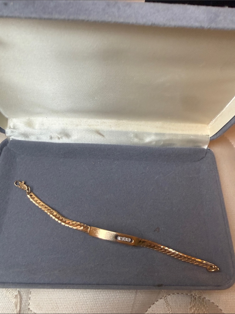 Gold Tone ID Bracelet with Polished Plate vintage gold plated